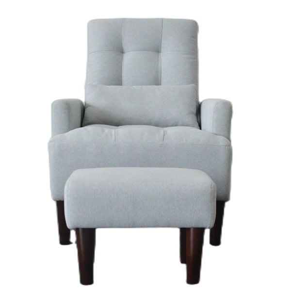 Gray Fabric Leisure Accent Sofa Chair with Ottoman Adjustable