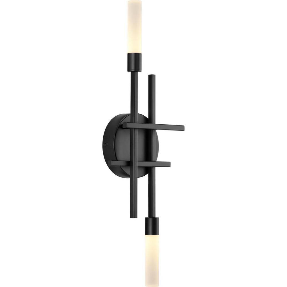 Progress Lighting Quadrant LED Collection 2-Light Matte Black Frosted Glass Modern Wall Light P710103-031-30