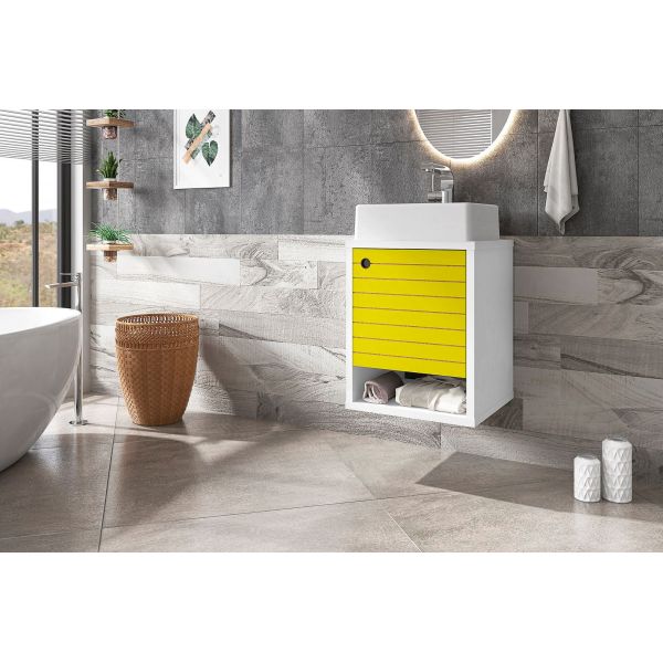 Liberty Floating 17.71 Bathroom Vanity Sink in White and Yellow