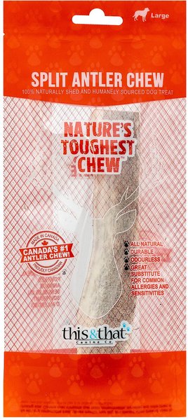 this and that Canine Company North Country Natural Shed Premium Split Elk Antler Chew Dog Treat， Large