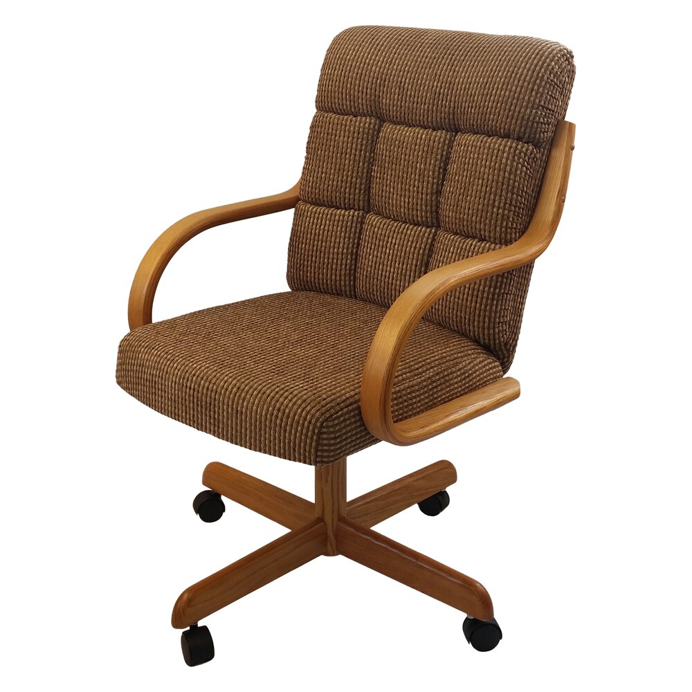 Caster Chair Company C118 Arlington Swivel Tilt Caster Arm Chair Caramel Tweed Fabric