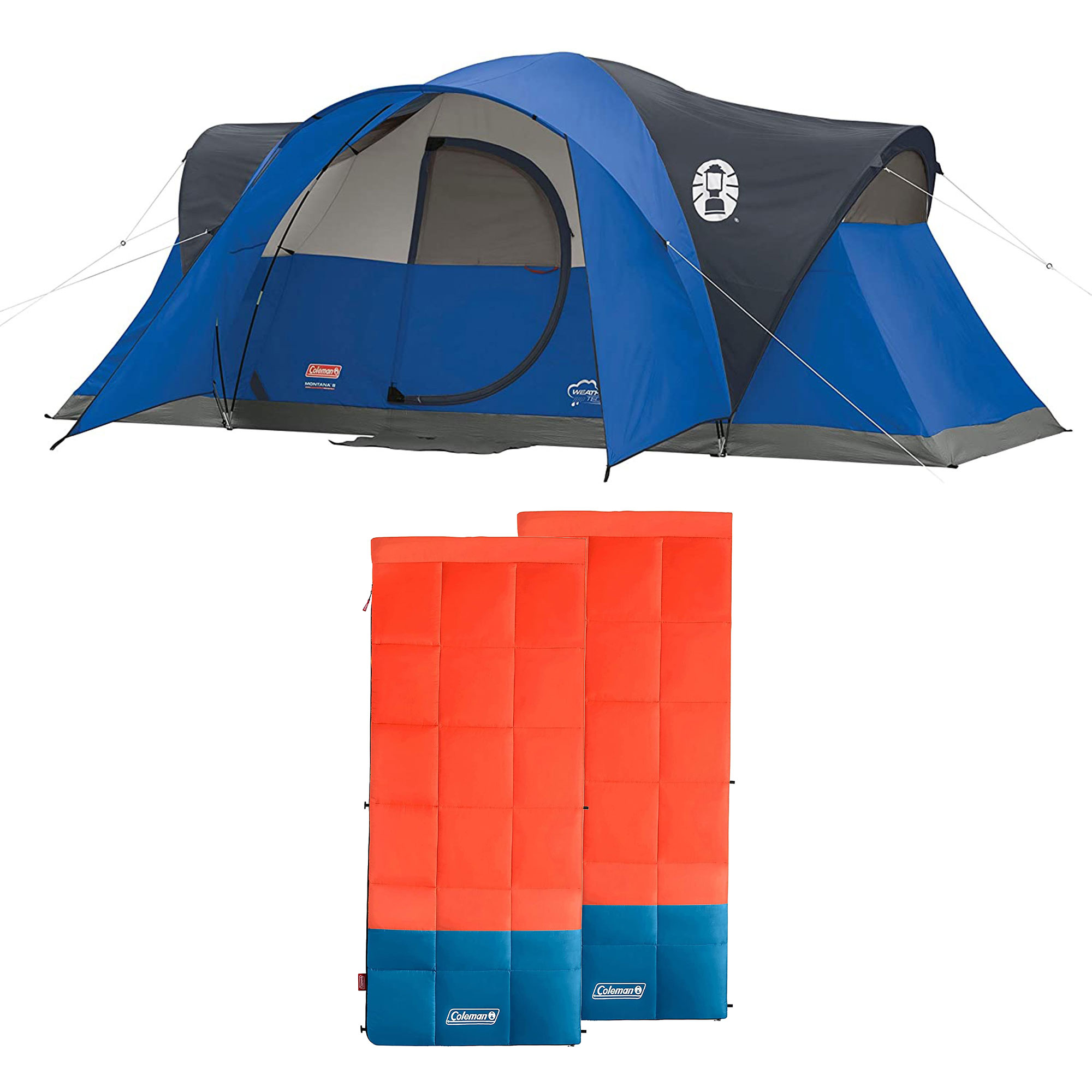 Coleman Montana 8 Person Tent and Kompact 40 Degree F Sleeping Bag (2 Pack)