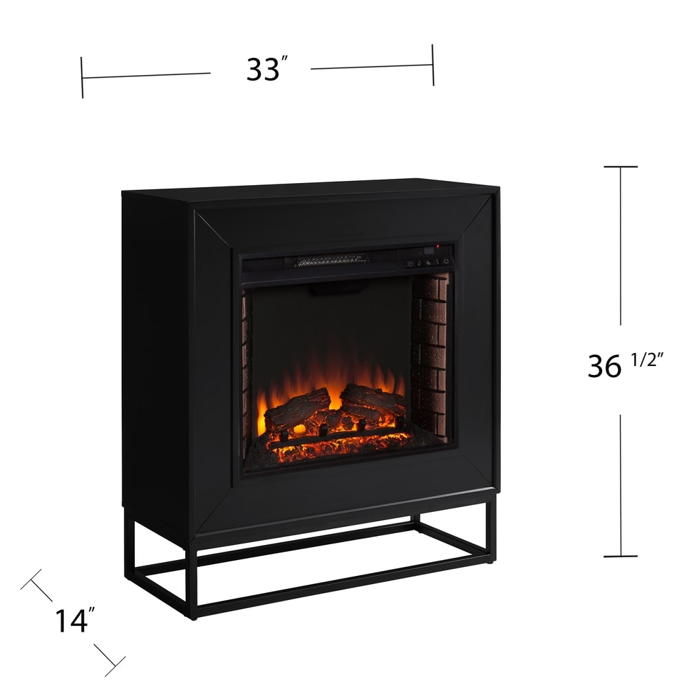 SEI Furniture Francis Contemporary Black Wood Electric Fireplace