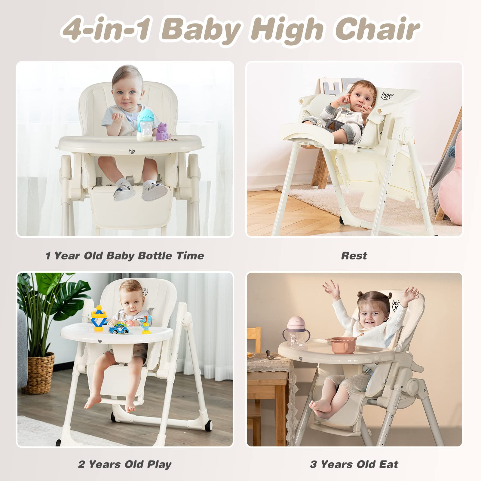 Costzon High Chair for Babies & Toddlers, Foldable Highchair