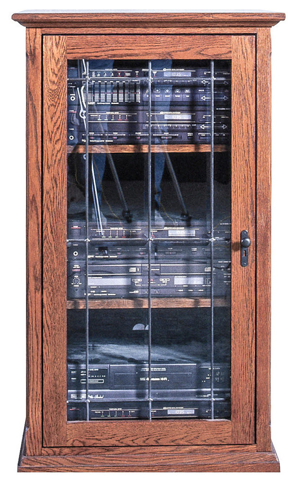 Mission Audio Tower With Glass Door   Traditional   Media Cabinets   by Oak Arizona  Houzz