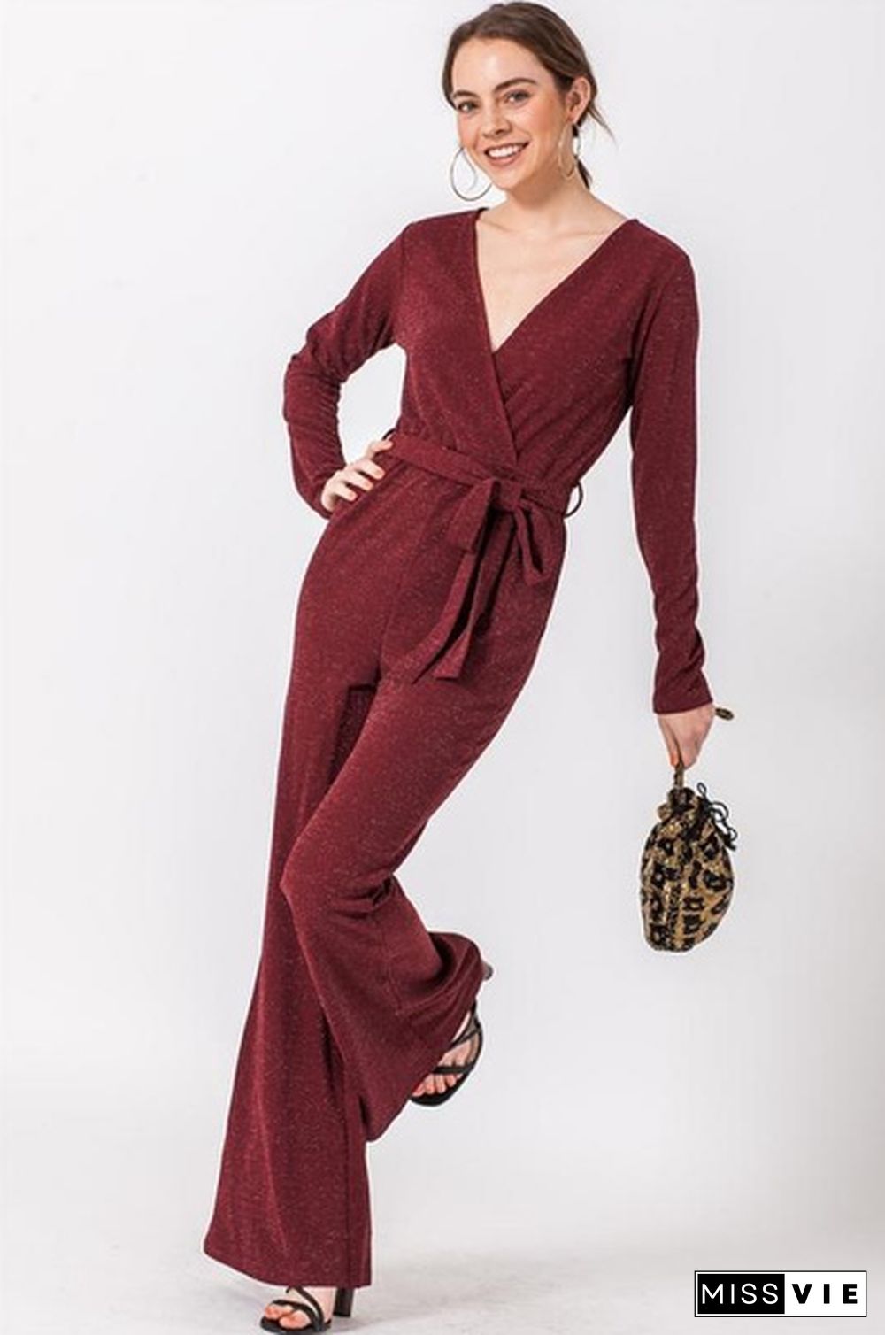 Favlux Bell Bottom Waist Tie Jumpsuit