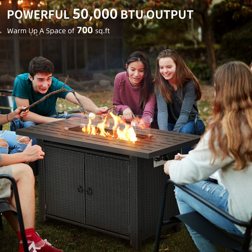 43 Inch Propane Outdoor Fire Pit Table with Ignition Systems