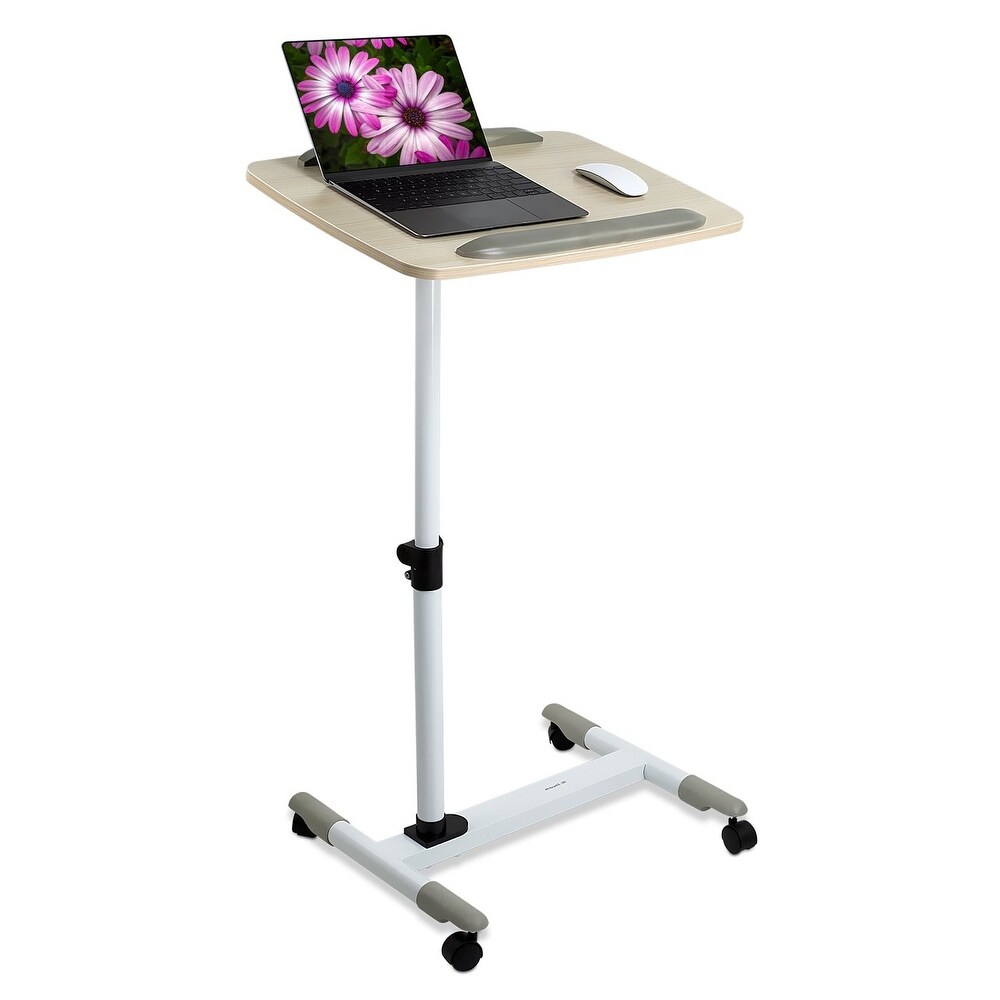 Mount It! Rolling Laptop Cart  Height Adjustable Bedside Tray With Wheels