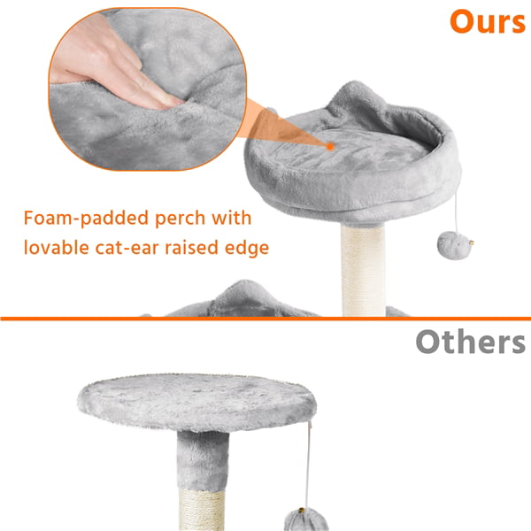 Topeakmart 62.2''H Multi Level Cat Tree Tower with Condos Foam-Padded Perches， Light Gray