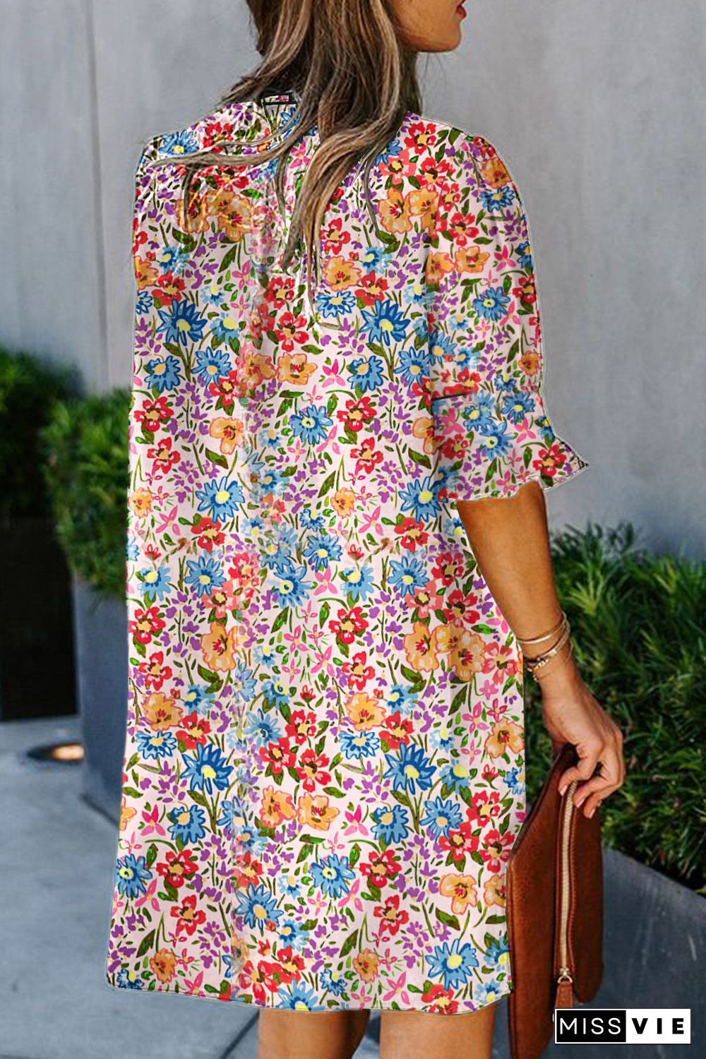 Boho Floral Printed Flutter Sleeve Dress