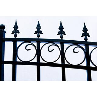 ALEKO London Style 12 ft. x 6 ft. Black Steel Dual Swing Driveway Fence Gate DG12LOND-HD