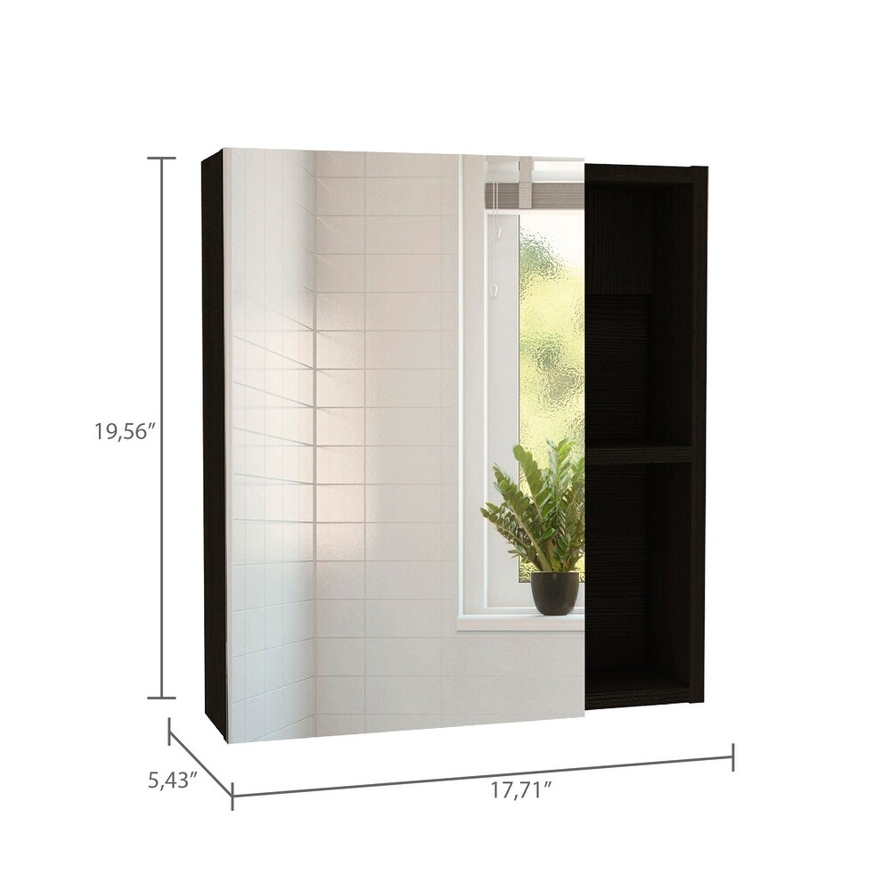 Andes Mirror Cabinet with 2 Open Shelves and 3 Interior Shelves