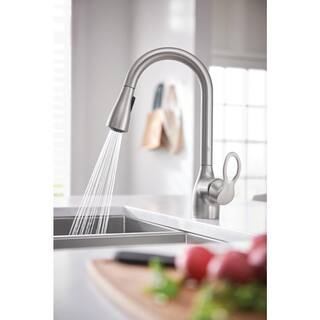 MOEN Kleo Single-Handle Pull-Down Sprayer Kitchen Faucet with Reflex and Power Clean in Spot Resist Stainless CA87011srs