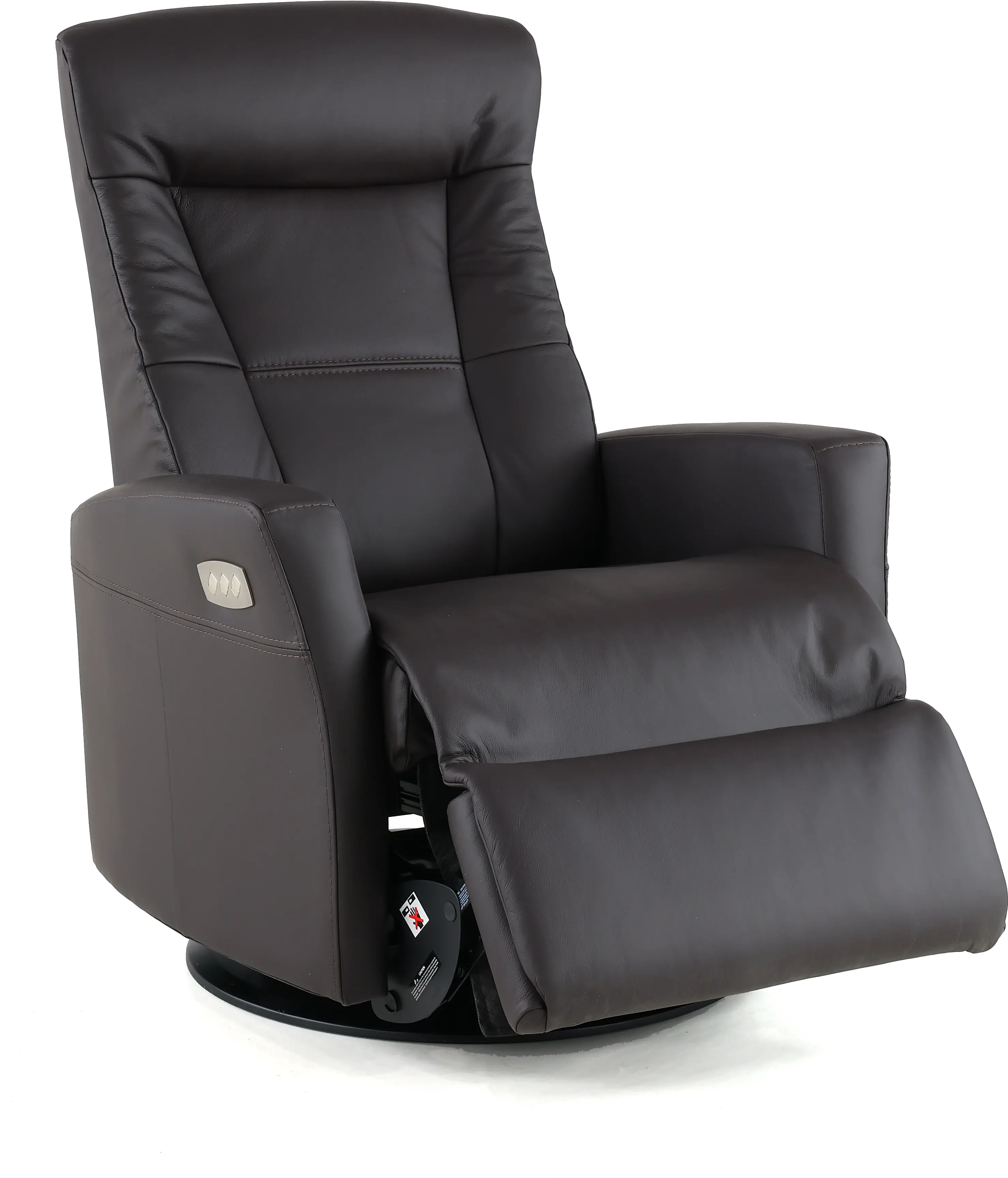 Grove Brown Large Leather Swivel Glider Power Recliner with Adjustable Headrest