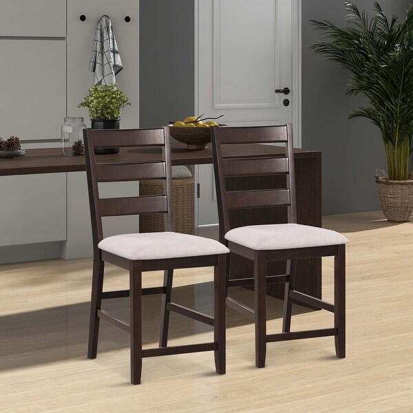 Costway Set of 2 Upholstered Bar Stools 24'' Rubber Wood Dining Chairs - See Details