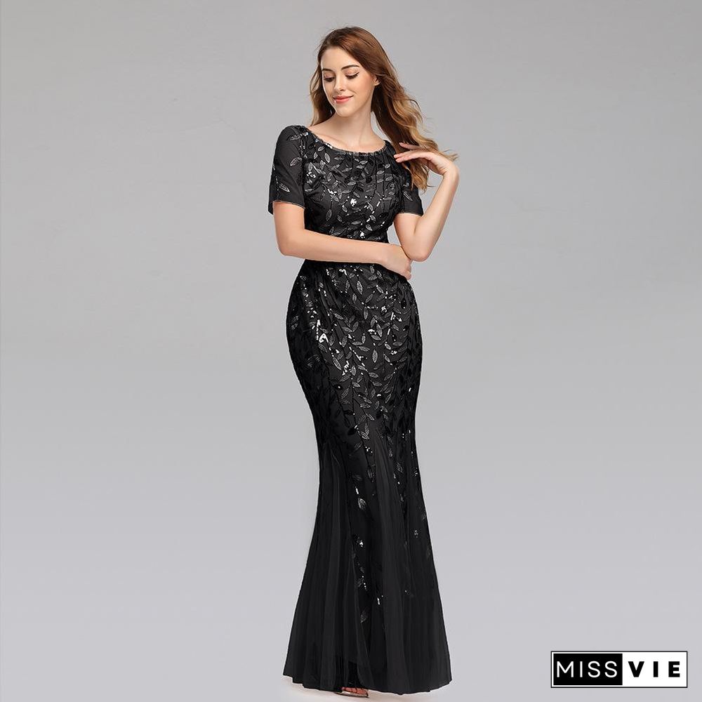 Banquet Host Evening Dress Fishtail Dress Woman Black Dresses