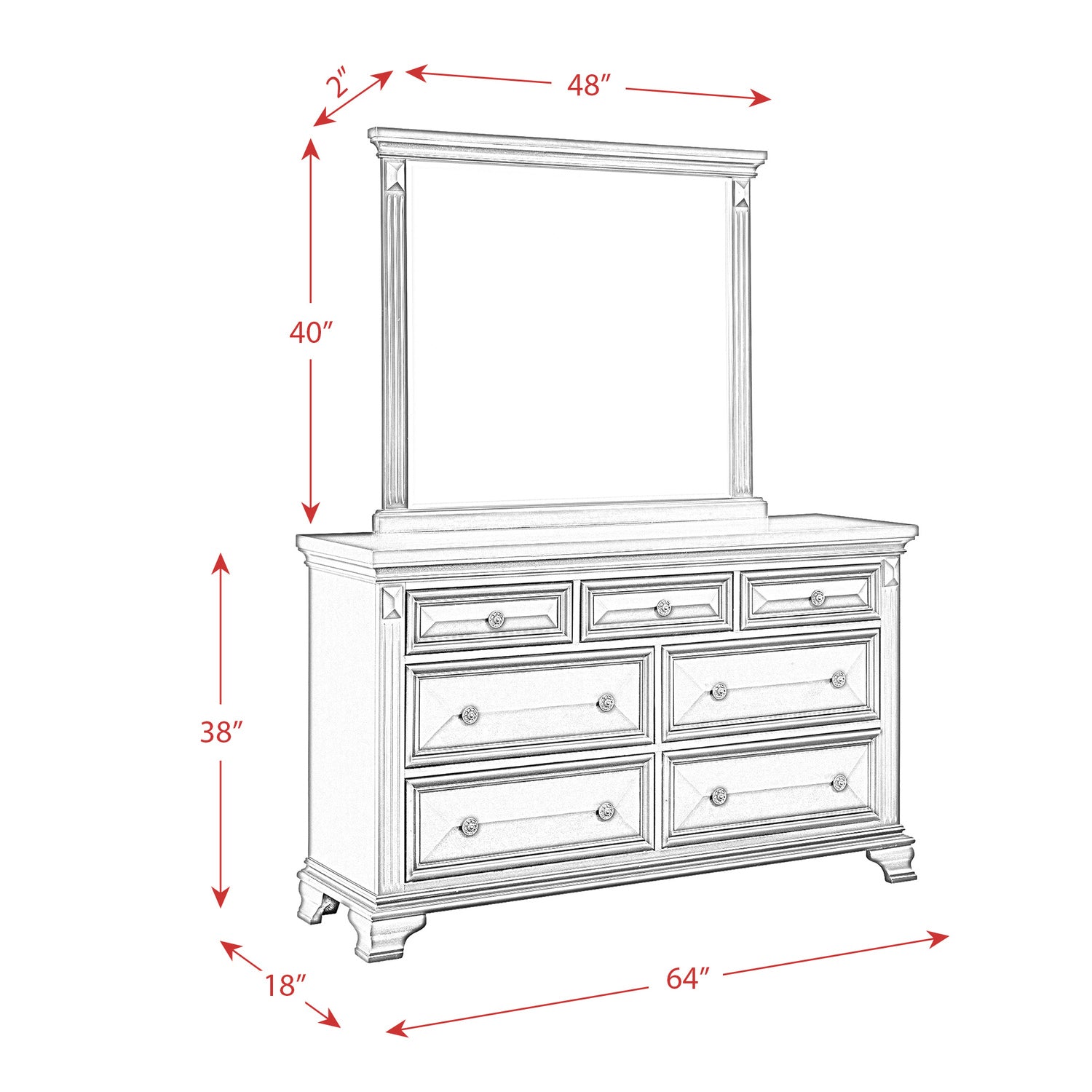 Picket House Furnishings Trent 7-Drawer Dresser with Mirror Set in Grey