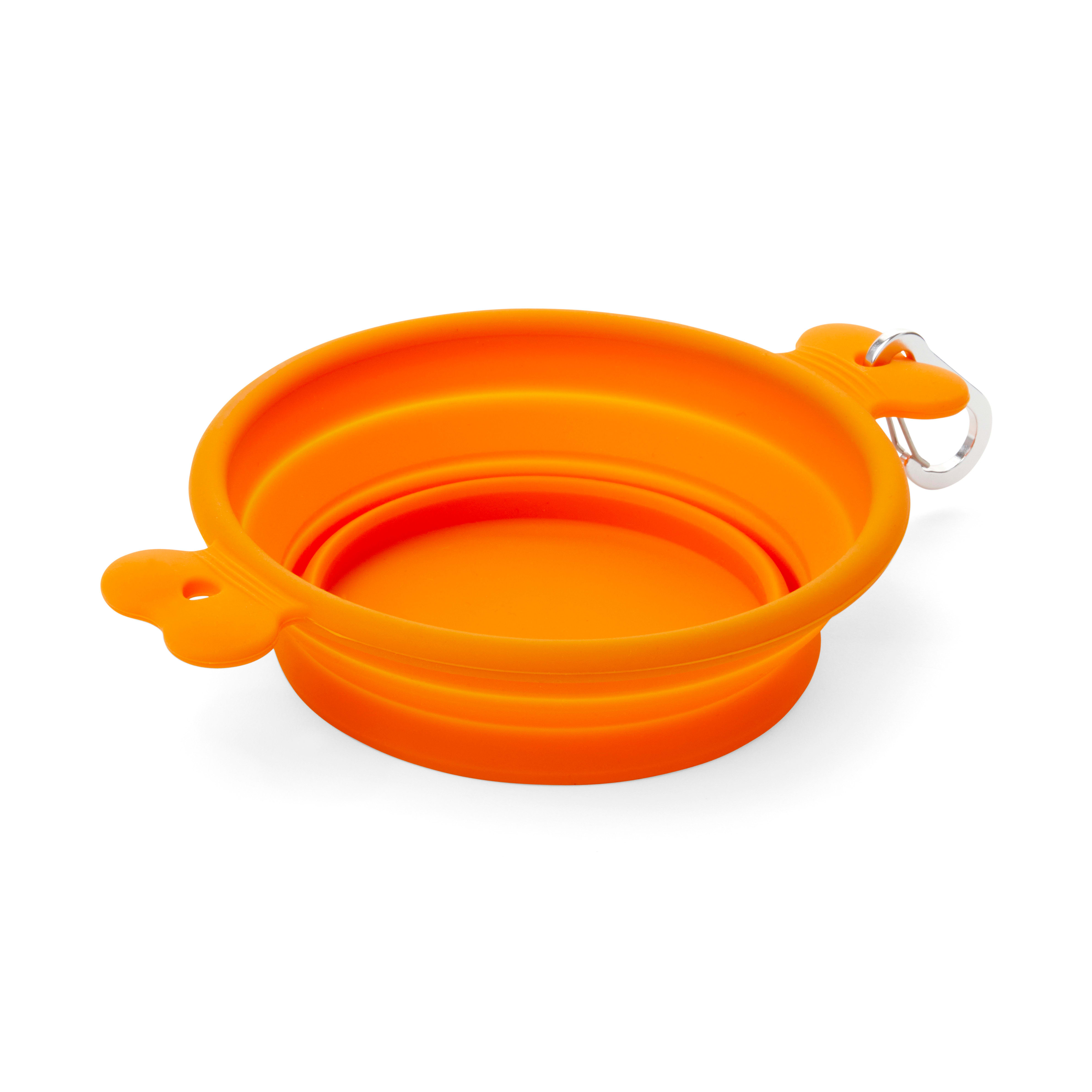 EveryYay Open-Air Eats Orange Collapsible Bowl for Dogs， 3 Cups