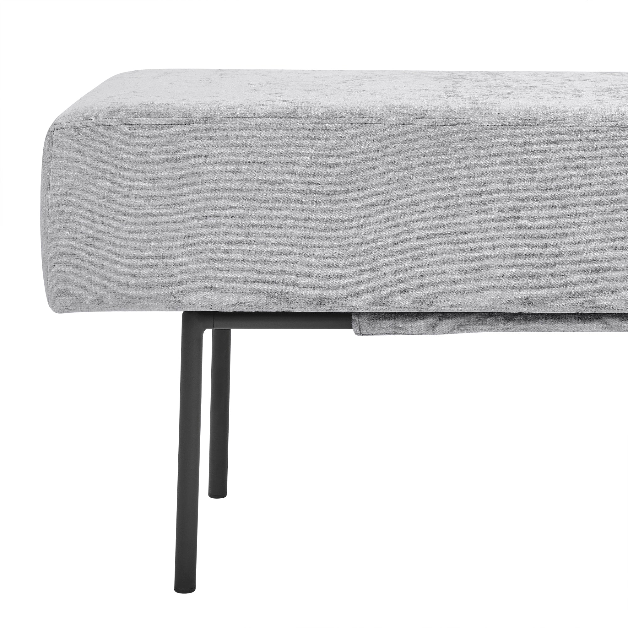 Contemporary Style Bedroom Chenille Upholstered Bench, Grey,( 45'' x13''x 17''）