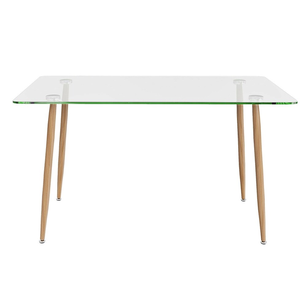 Modern Glass Rectangular Dining Table with Metal Legs   51\