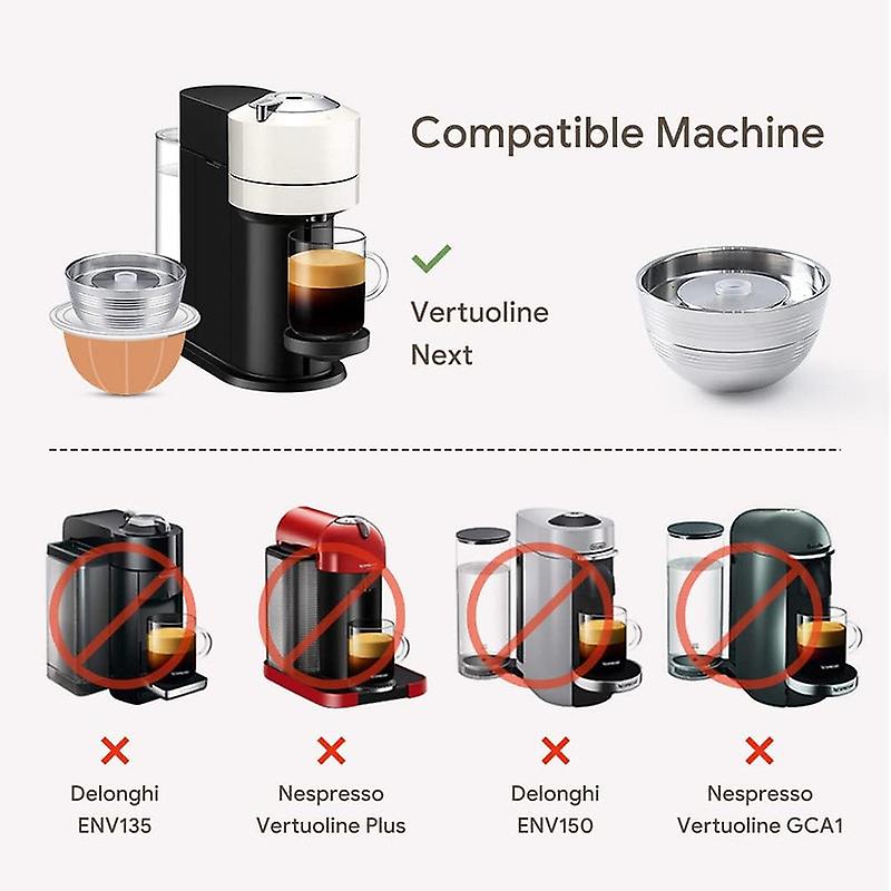 Stainless Steel Only For Vertuoline Next+empty Refillable Alumium Vertuoline Pods-80+150+230ml ，coffee Capsule Tamper For Nespresso Vertuo Next Reusab