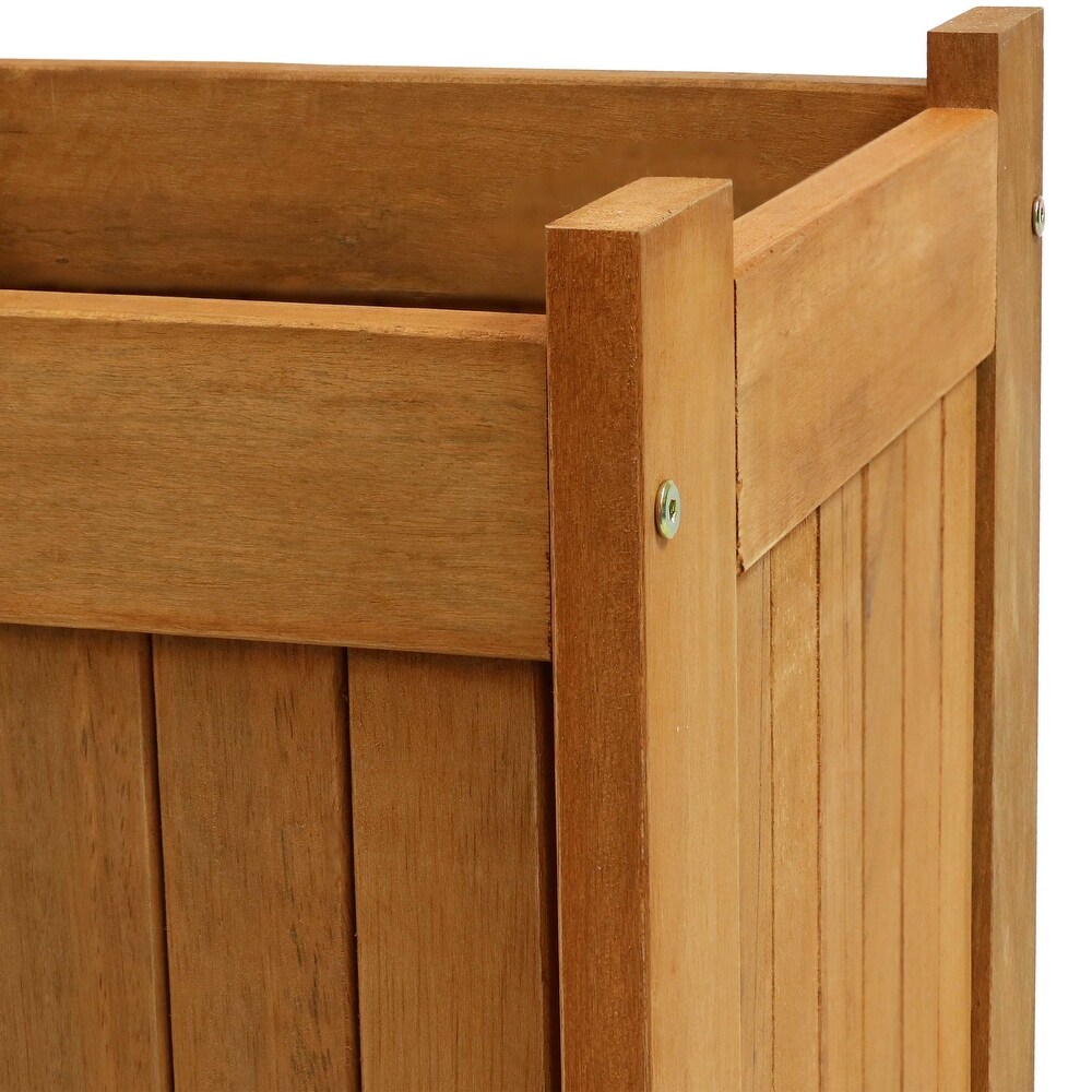 Sunnydaze Meranti Wood Outdoor Planter Box   16 Inch   Single   1