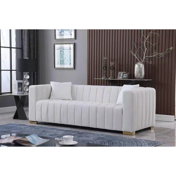 3-Seat Velvet Sofa with Pillows