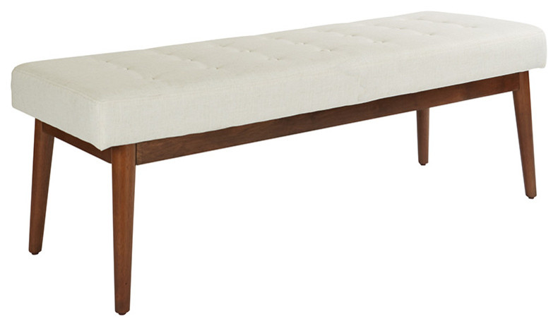 West Park Bench With Coffeeed Legs   Midcentury   Upholstered Benches   by Office Star Products  Houzz