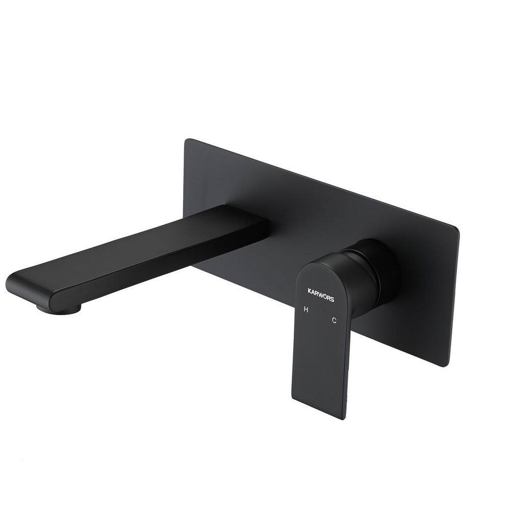 BTCSTAR SWUG Single Handle Wall Mount Faucet with Water and Temperature Flow Control in Matte Black BTC55936FMB