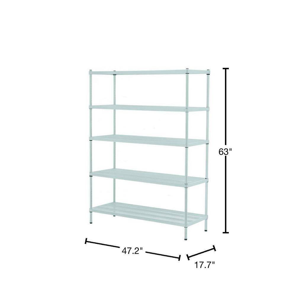 Design Ideas MeshWorks Sage Green 5-Tier Steel Shelving Unit (47 in. W x 63 in. H x 18 in. D) 3419315