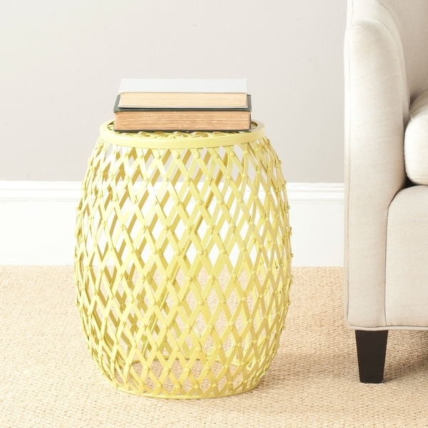 SAFAVIEH Steelworks Stripes Yellow Matte Iron Stool - 15