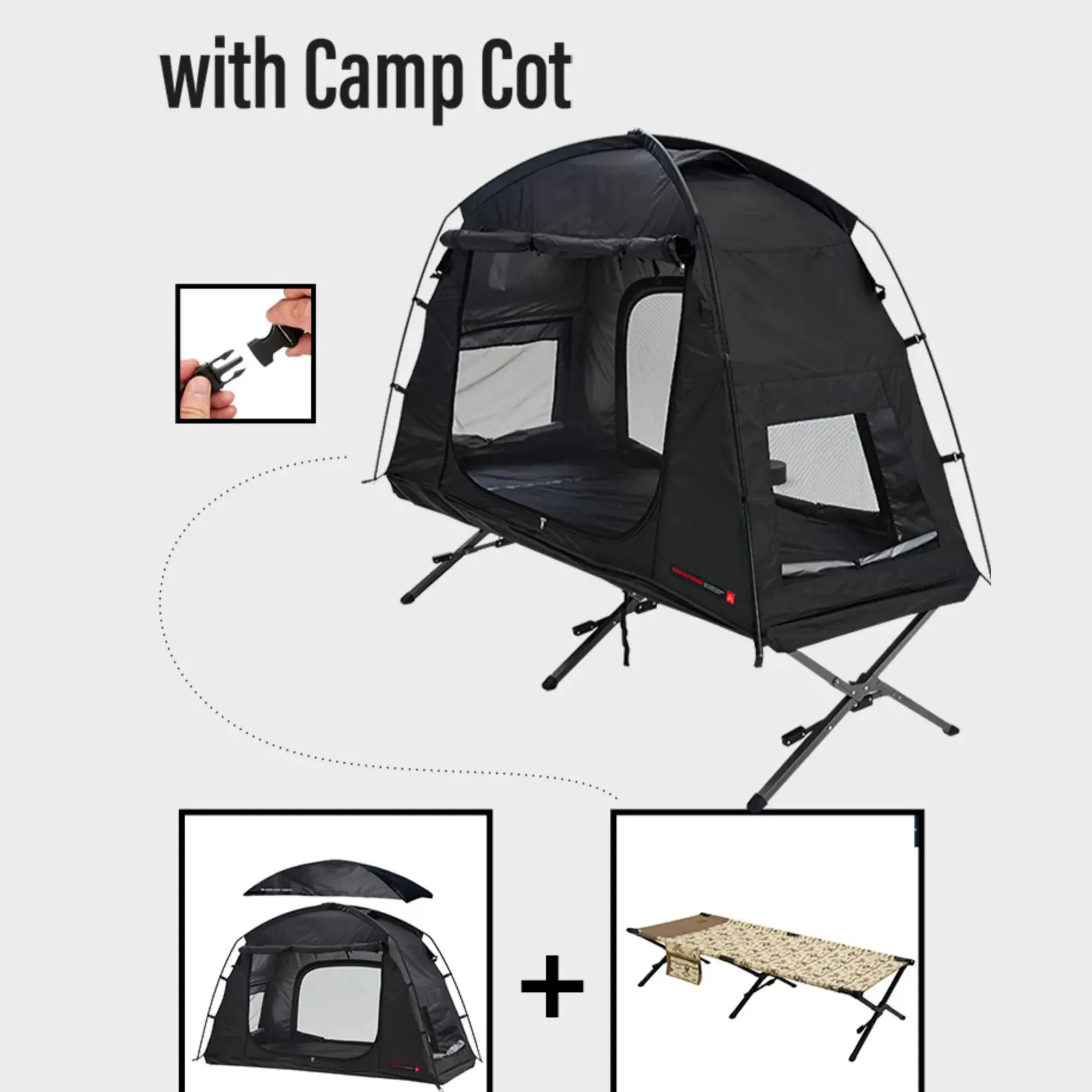 Outdoor Hiking 1 Person Elevated Tents Foldable Camping Cot Tent with Air Mattress and Sleeping Bag