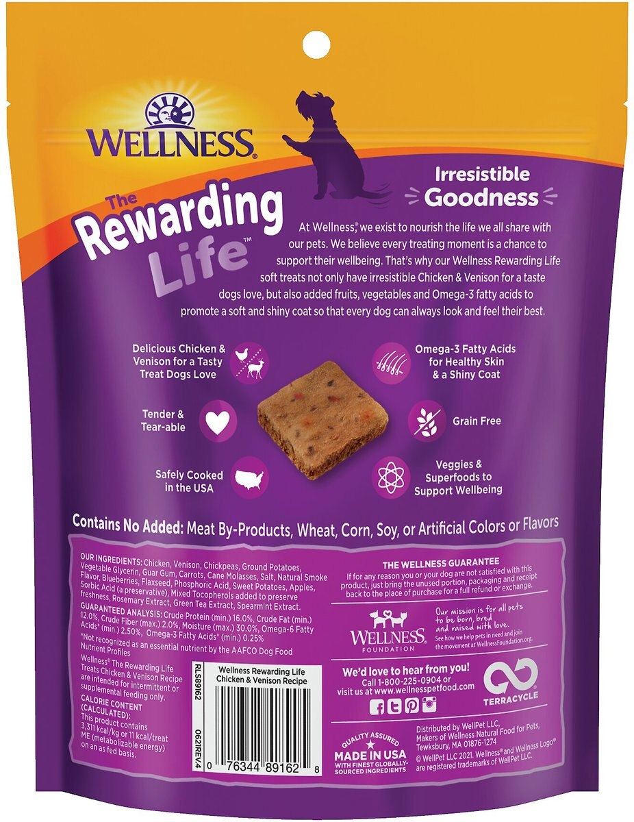 Wellness Rewarding Life Chicken and Venison Grain-Free Soft and Chewy Dog Treats