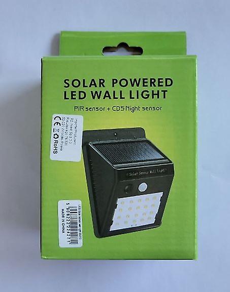 2 x Solar powered wall lamp with 20 LEDs night sensor and motion detector black