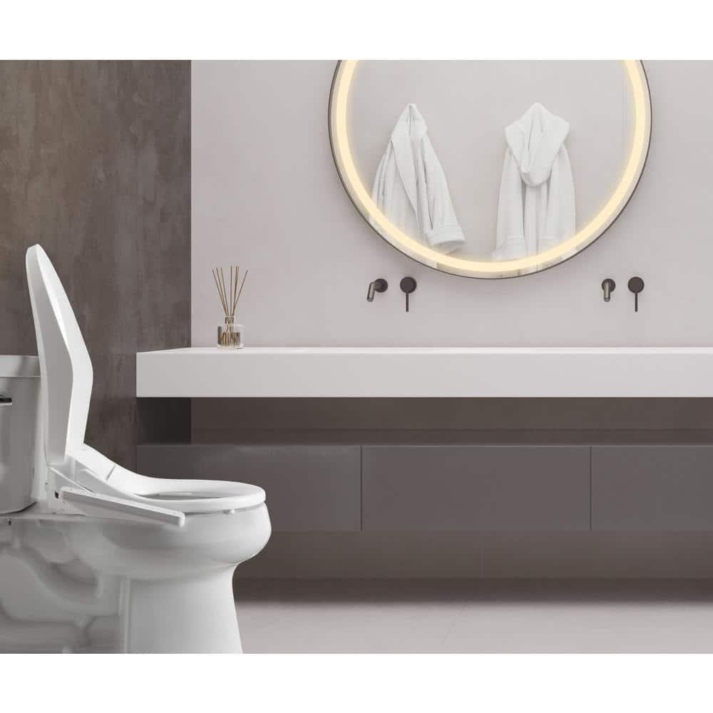 Hulife Electric Bidet Seat for Elongated Toilet with Unlimited Heated Water Heated Seat Dryer Control Panel in White