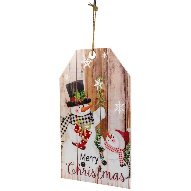 Snowmen Merry Christmas Tag Wall Sign