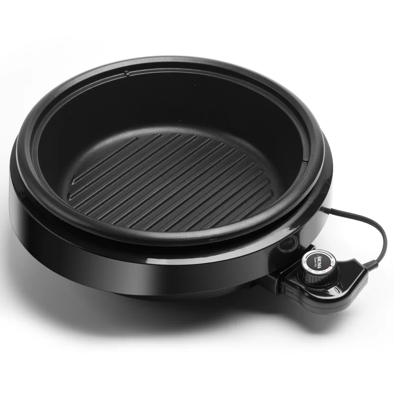 Aroma Housewares ASP-137B Grillet 3Qt. 3-in-1 Cool-Touch Electric Indoor Grill Portable， Dishwasher Safe， Black