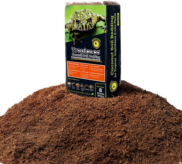 Galapagos Tropicoco Coconut Soil Tropical Reptile and Amphibian Bedding， 8-qt brick