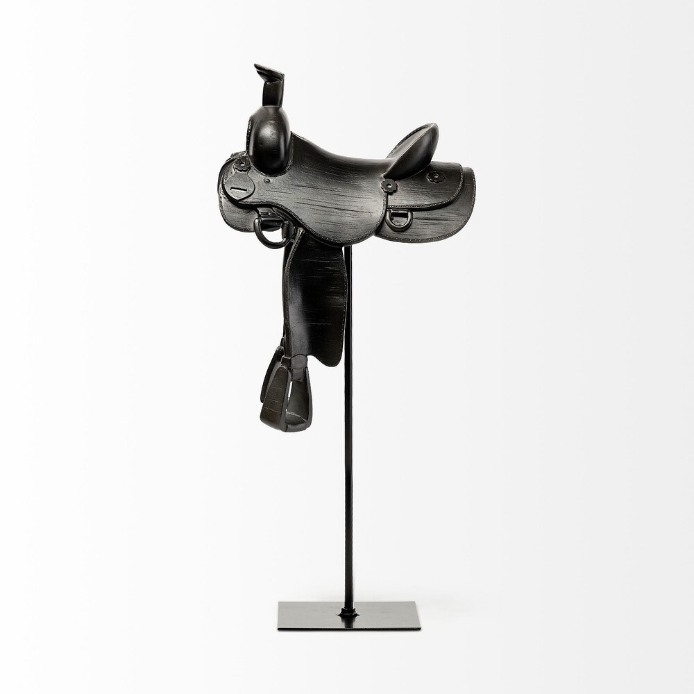 Black Horse Saddle Sculpture