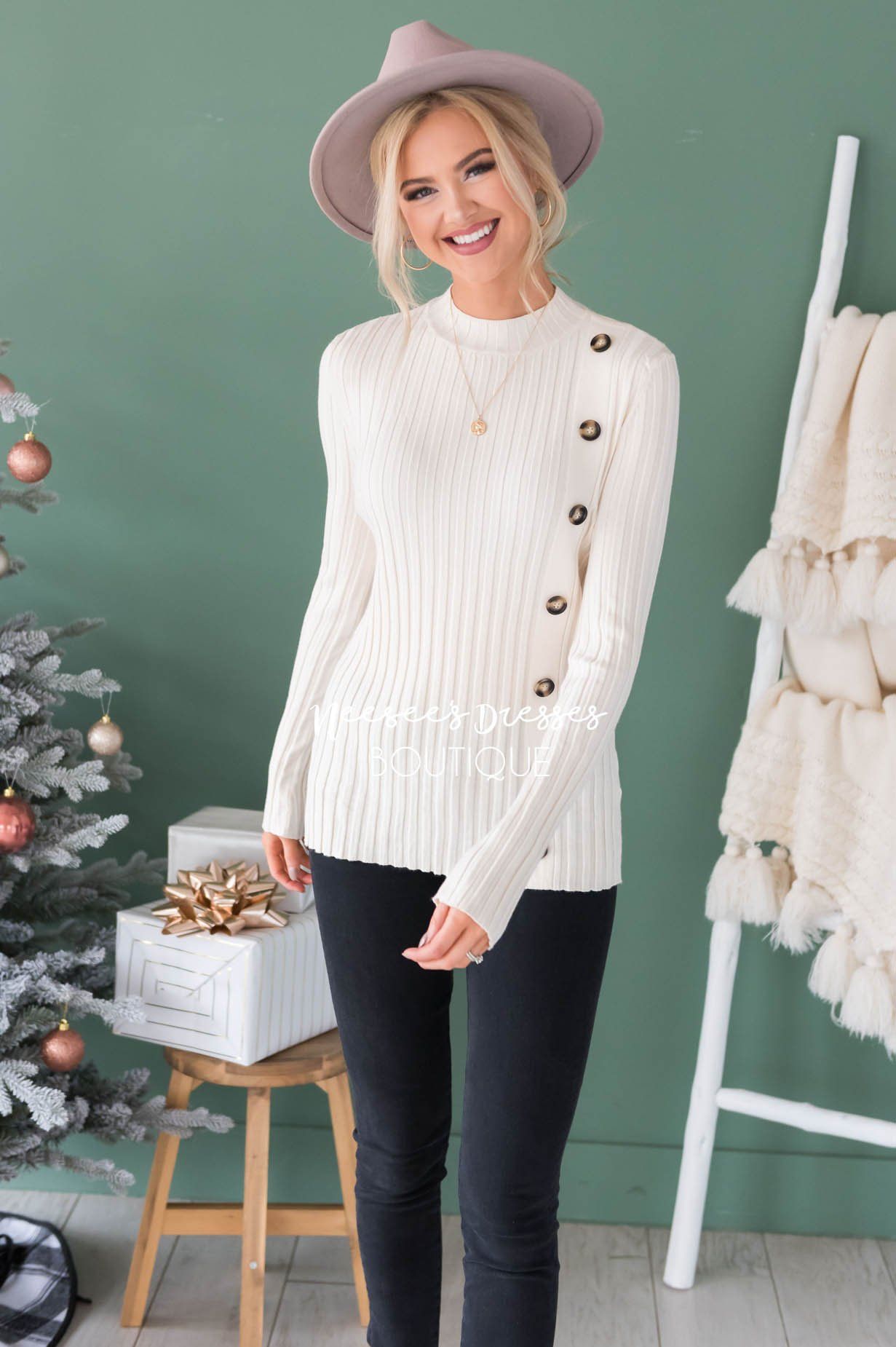 Button Up Ribbed Sweater