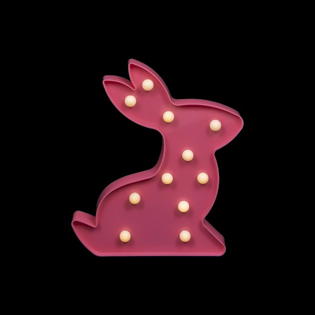 Led Lighted Pink Easter Bunny Marquee Wall Sign