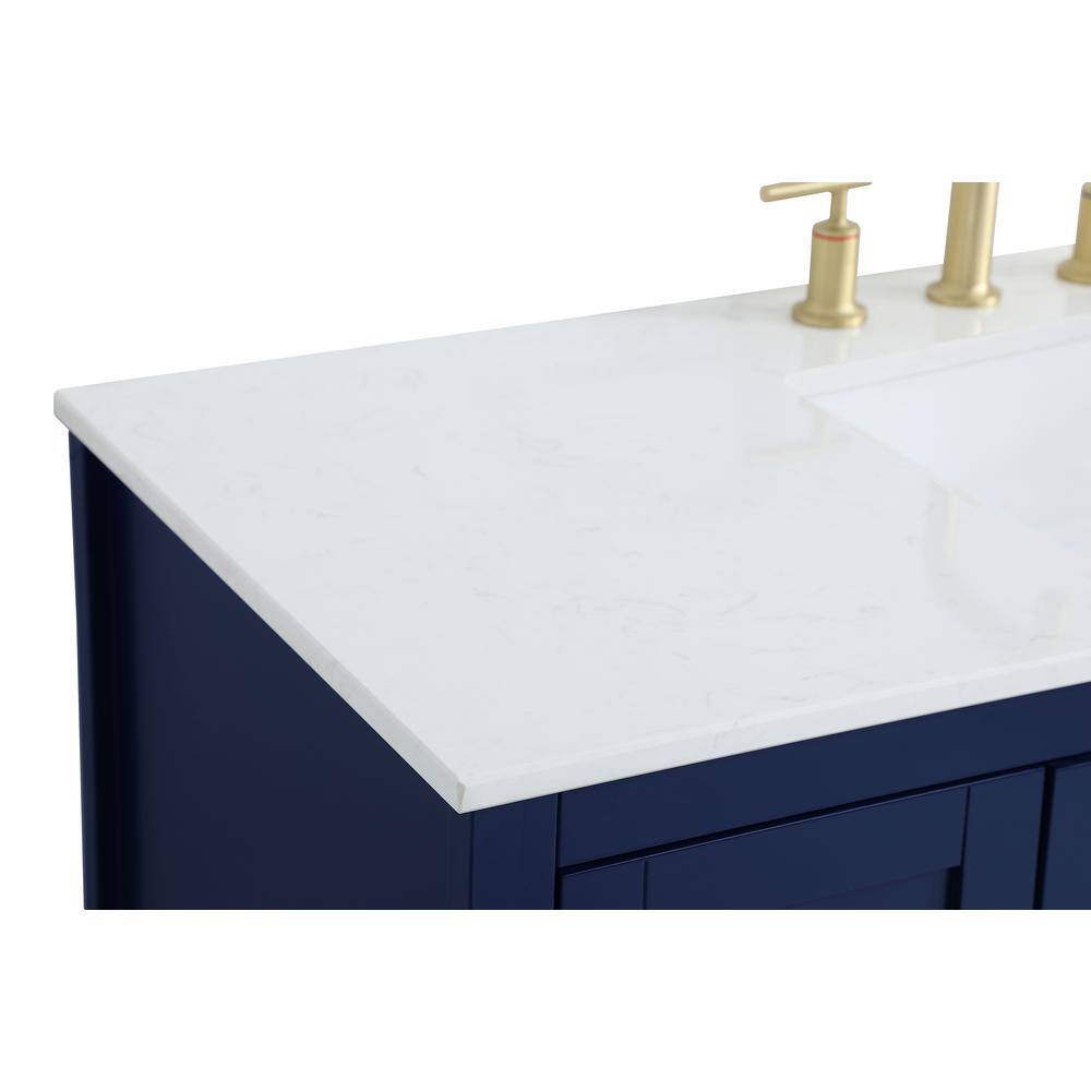 Timeless Home 48 in. W x 22 in. D x 34 in. H Single Bathroom Vanity in Blue with Calacatta Quartz TH32048Blue