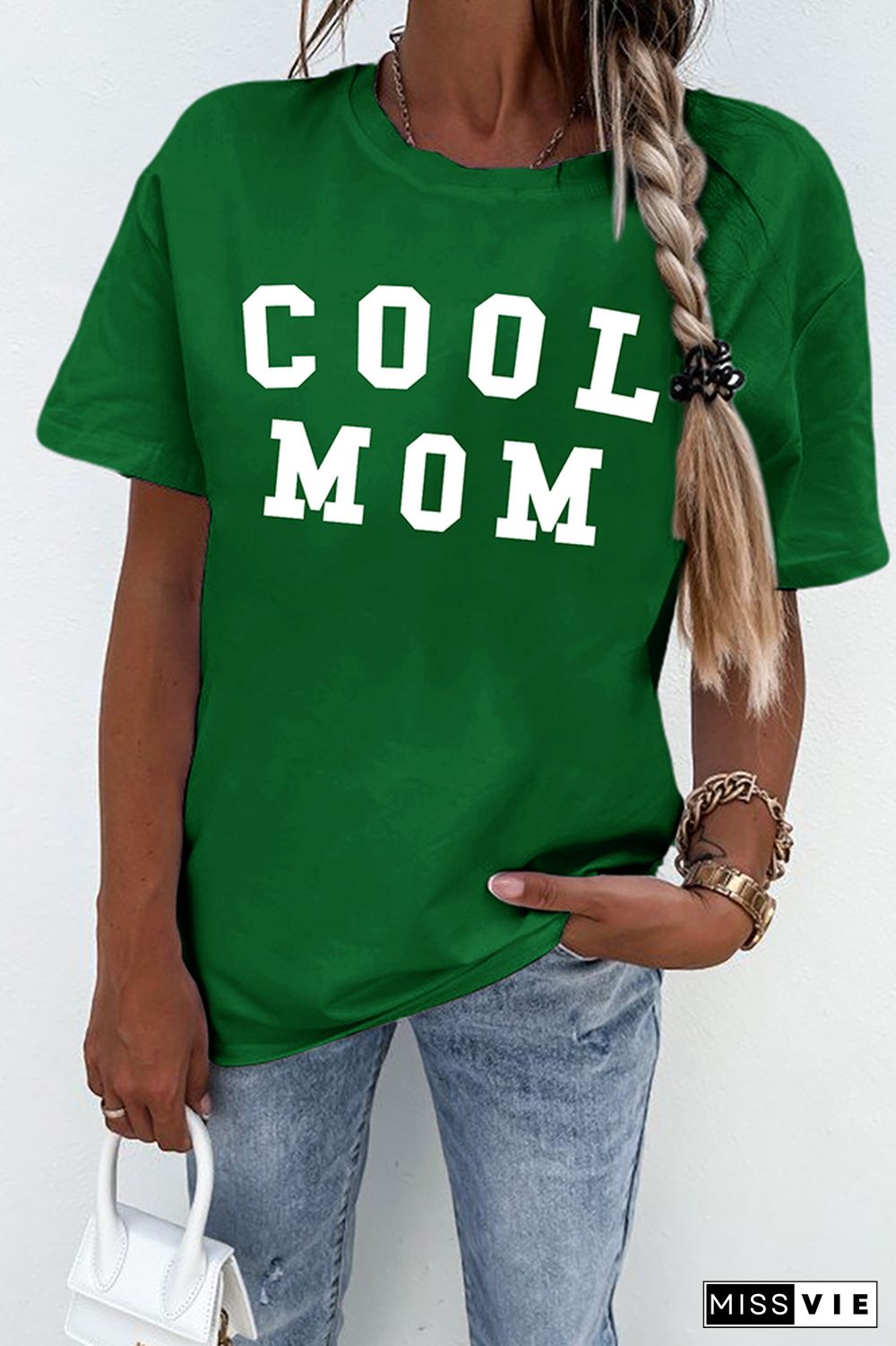 COOL MOM Print Graphic Tees for Women Wholesale Short Sleeve T shirts Top