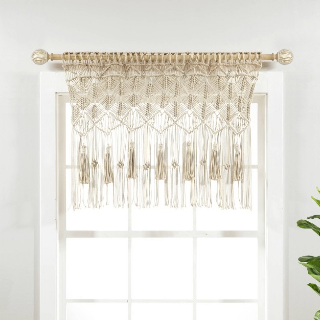 Boho Macrame Tassel Cotton Window Valance Tan Lush D cor