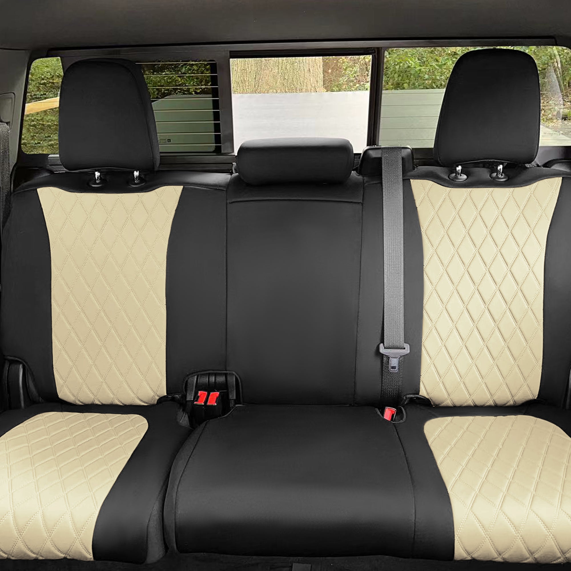 TLH Beige Rear Neoprene Custom Fit Seat Covers for 2019-2022 GMC Sierra 1500 2500HD 3500HD Base | SLE – Rear