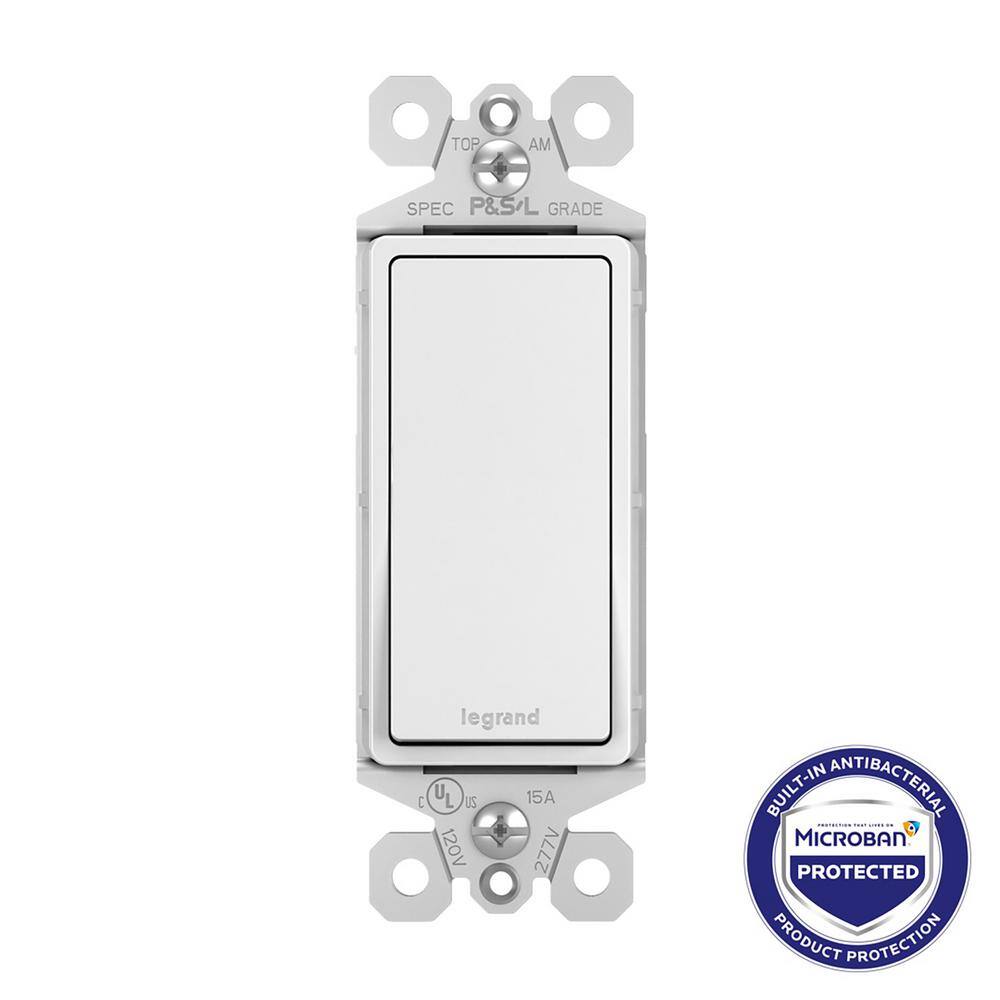 Legrand radiant 15-Amp 3-Way DecoratorRocker Light Switch with Microban Antimicrobial Protection in White TM873WAMCC4