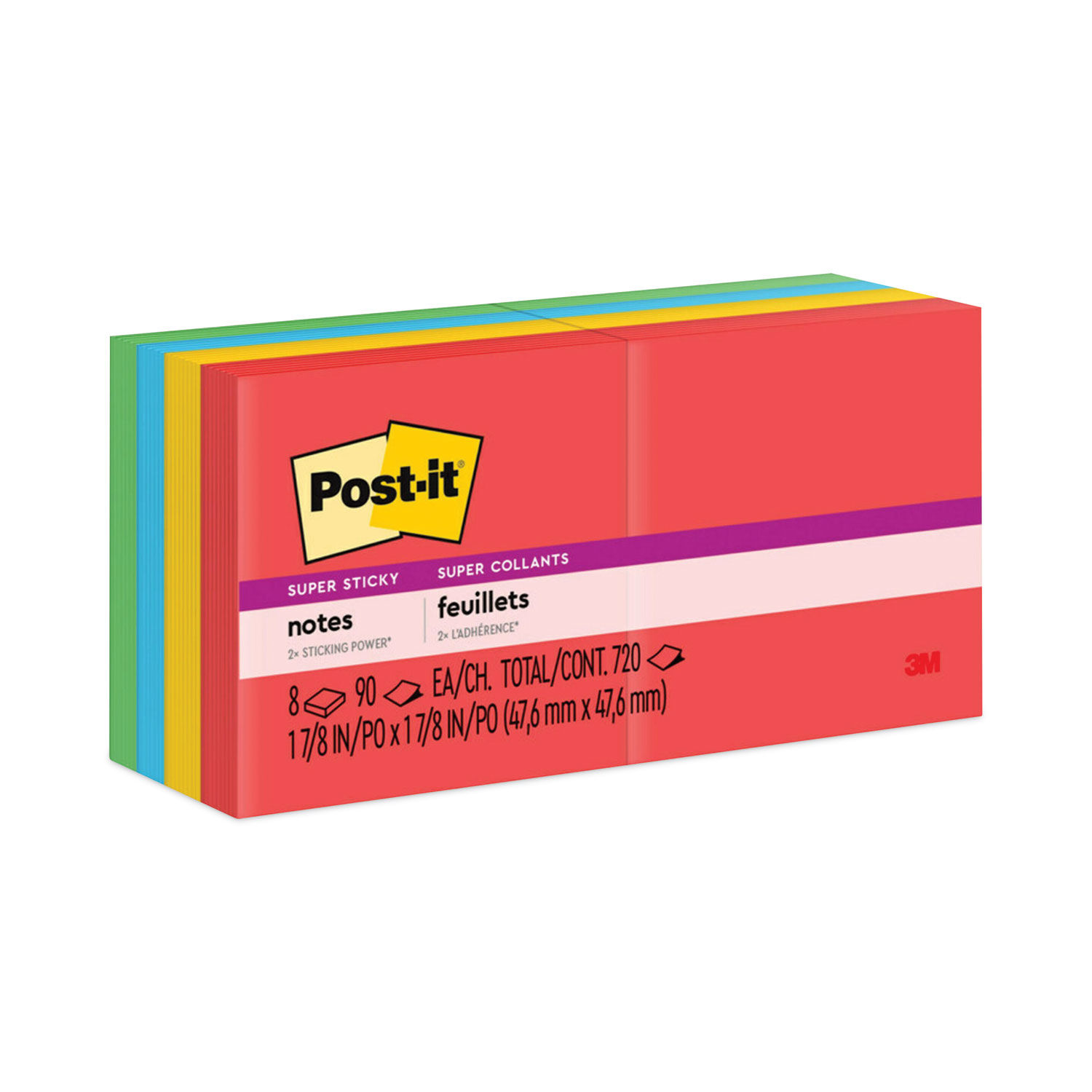 Pads in Playful Primary Collection Colors by Post-itandreg; Notes Super Sticky MMM6228SSAN