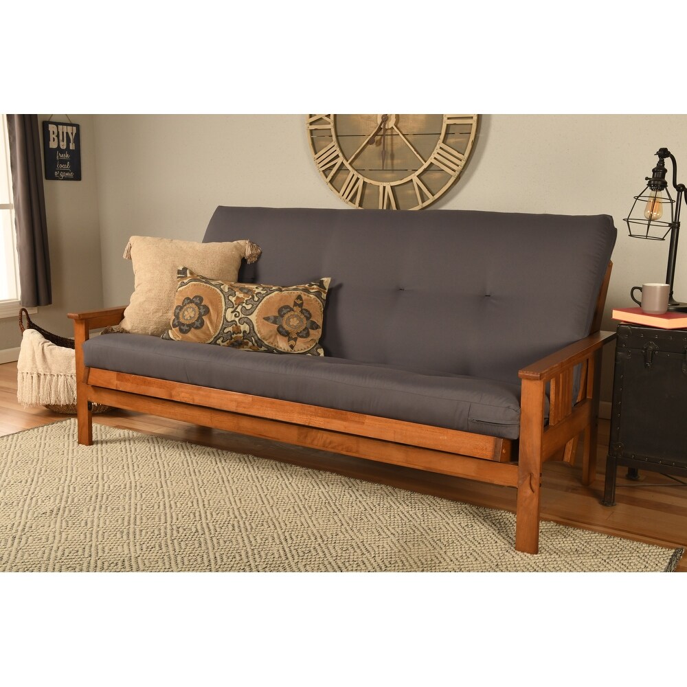 Somette Monterey Full size Futon Set in Barbados Finish with Twill Gray Mattress