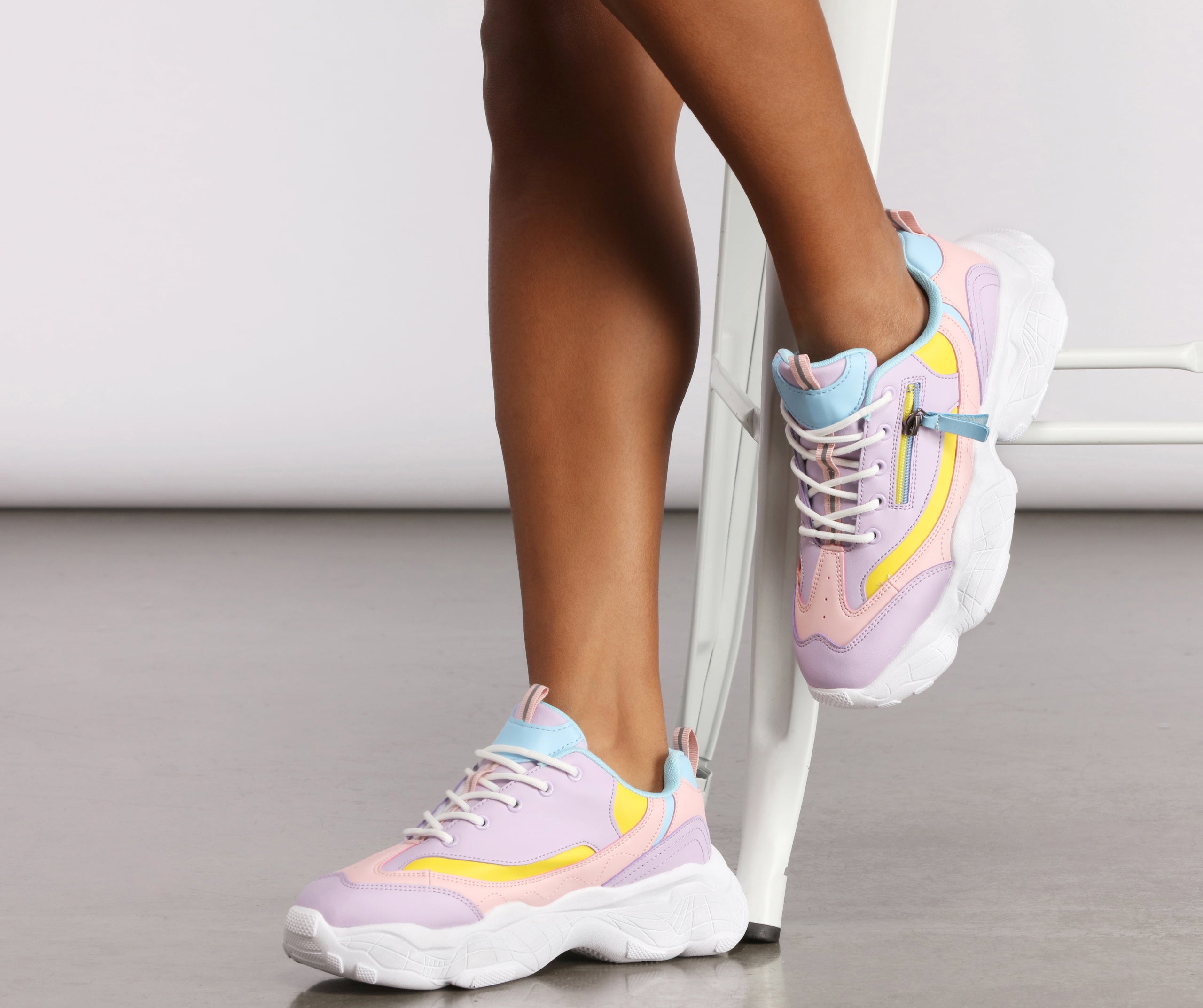 Pastel With Zipper Chunky Sneakers