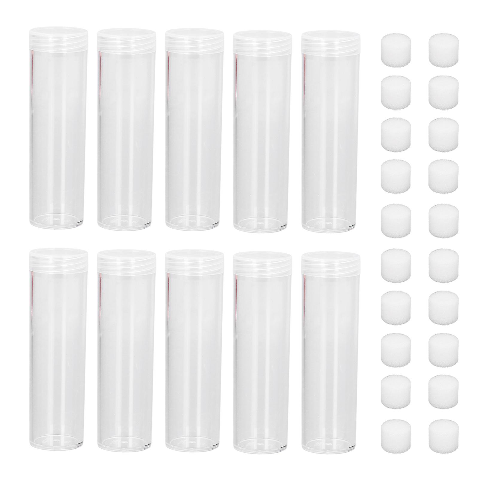 Round Clear Coin Tube Plastic Coin Storage Tubes With Cushion Sponge For 25mm / 0.98in Coins Collection